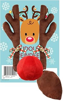 NUJOVI Premium Reindeer Antlers for Cars - Car Christmas Decorations Antlers with Nose and Tail Auto Accessories