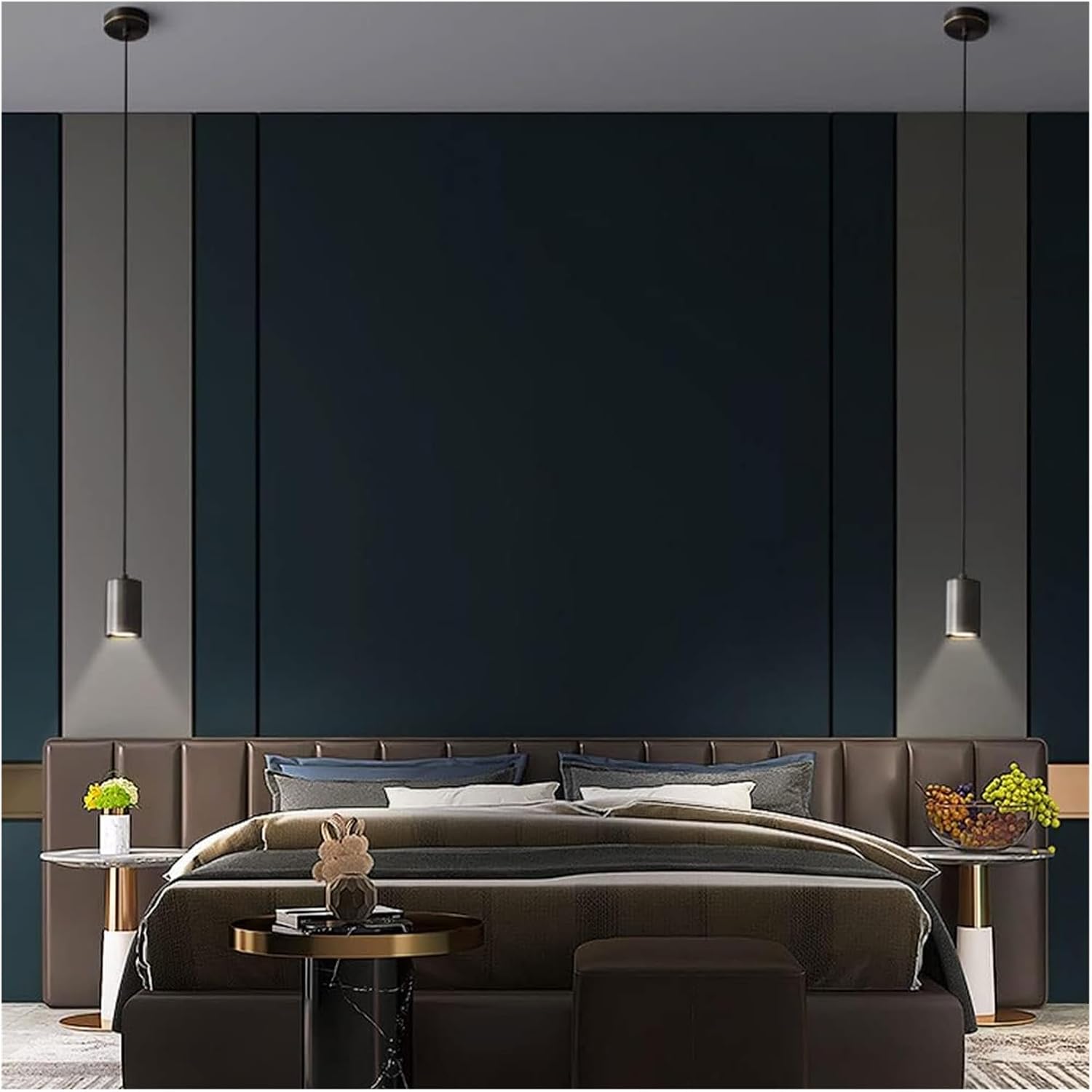 Ceiling Lamp 200Cm All Copper Simplicity Light Background Wall Small Chandelier Gu10 Hanging Lamp for Personality Window Bedroom Winery Bar Restaurant Perfect Decor/Black Polished,Black Polished Gold