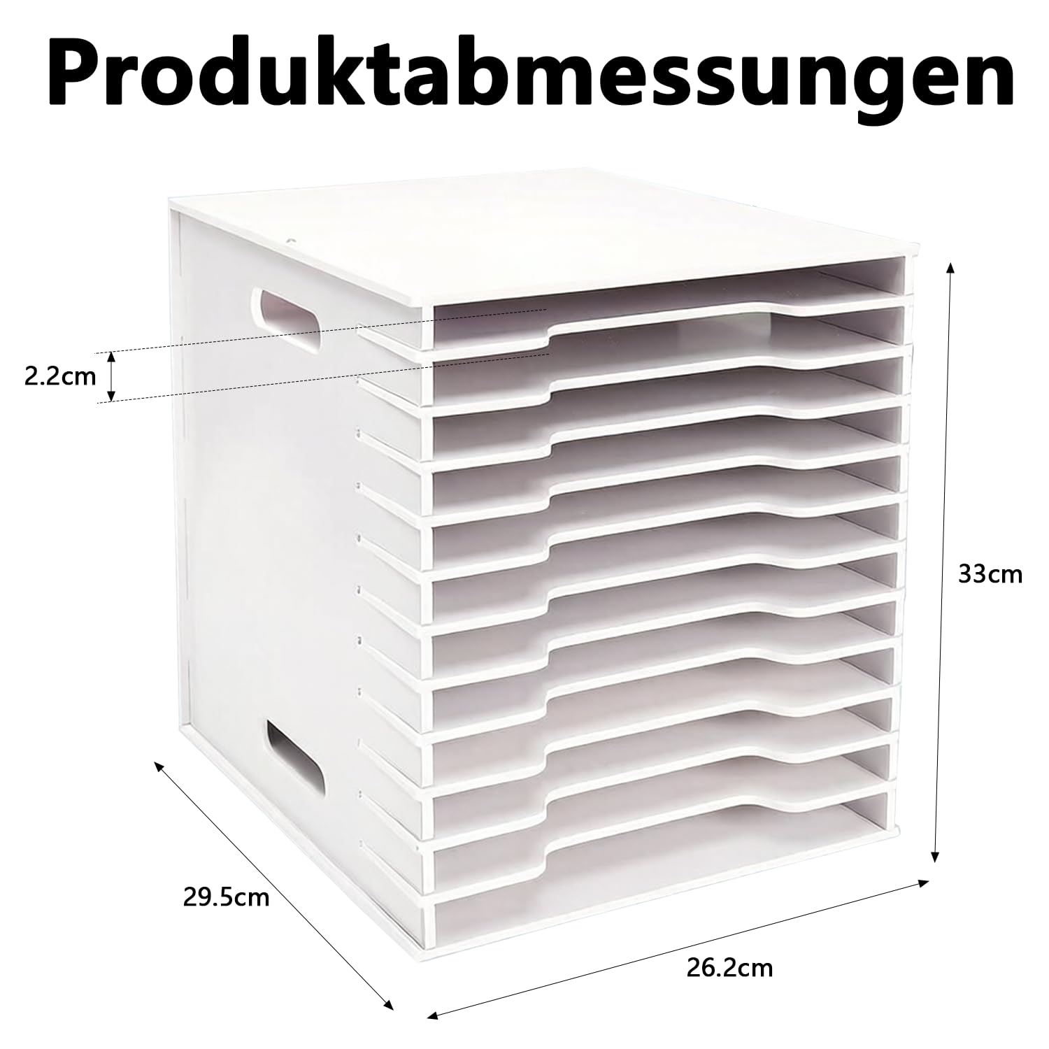 Scrapbook Papier Organizer A4, 12 Ebenen Dokumentenablage für Schreibtisch, Multifunktionales Stapelregal für Büro & Schule, Stapelbar, Pflegeleicht, Langlebig, Effizient, 26,2x33x29,5 cm, Weiß