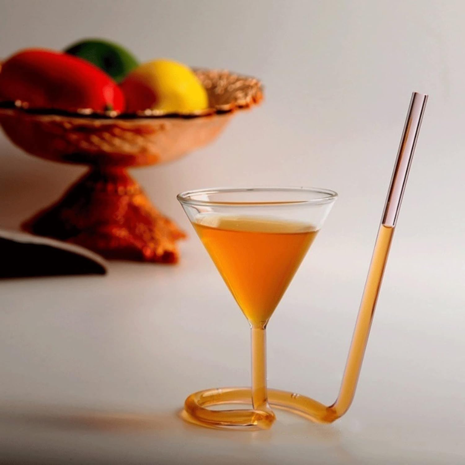 INLIMA Goblet Bar Juice Cups Cocktail Glasses with Long StrawsChampagne Glass Beer Wine Strawtini Wedding Party Goblet