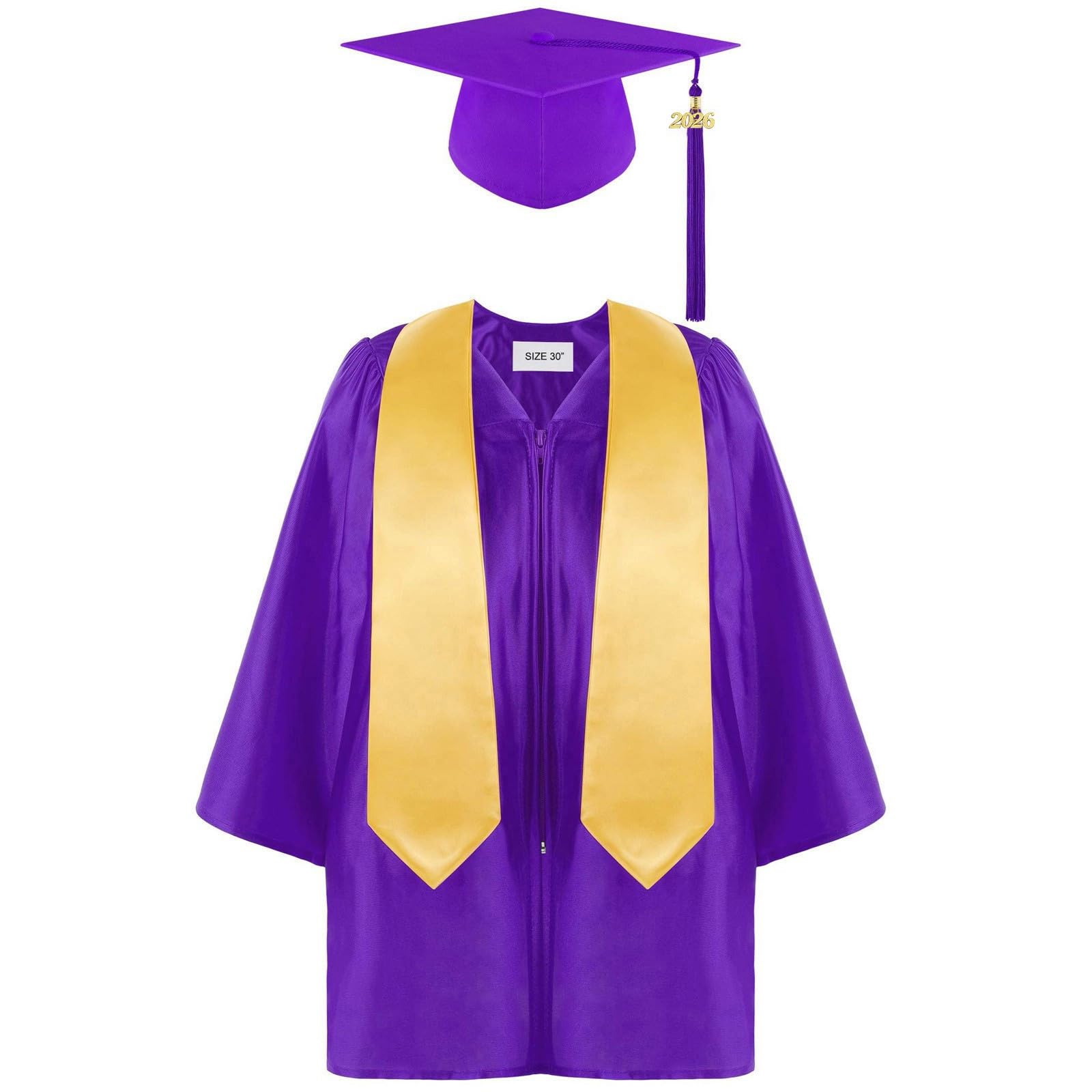 Kids Graduation Cap and Gown Set Unisex Kindergarten Preschool Graduation Outfit for Boys and Girls Fancy Dress Bachelor Robe Stage Performance School Ceremonies Costume Age 2-12 Years