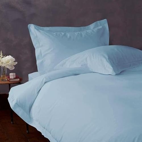 H&H Decor Juego de sábanas de 4 piezas, 100% algodón egipcio, patrón sólido de 400 hilos, bolsillo profundo de 6 a 10 pulgadas (azul cielo a todo