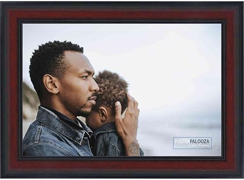Poster Palooza Marco de fotos de madera tradicional de caoba de 12 x 10 pulgadas con plexiglás acrílico UV, parte trasera de tablero de espuma y