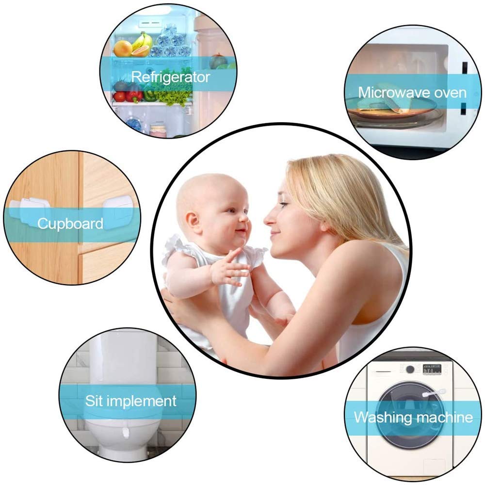 Child Safety Strap Locks（8 Pack）,Strong Adhesive Child Locks for Cabinets,Fridge,Toilet,Dishwasher,Drawer and Washing Machine,Non-Toxic,Adjustable Length Lock System,3M Adhesive No Drilling