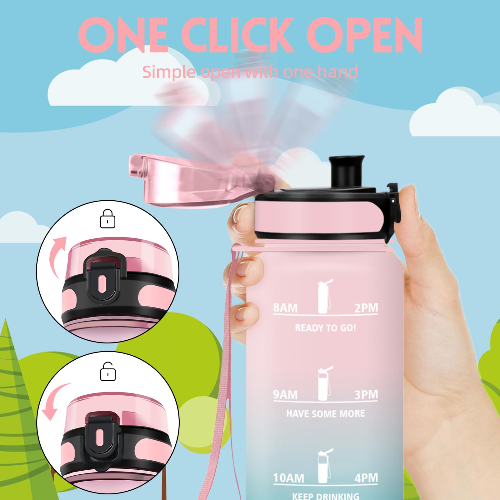 Bouteille D'eau Pokémon 500ml - Bouteille Enfant Avec Sangle Et Couvercle Verrouillable - Anti-fuite Et Sans BPA - À Partir De 4 Ans