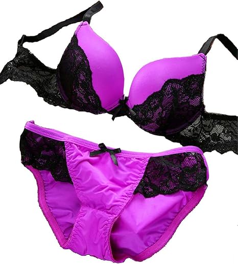 Amazon Kanaasa カナアサ ブラジャー ショーツ セット セクシー レース 下着 ブラ B カップ 紫 パープル 黒 5 セット 通販