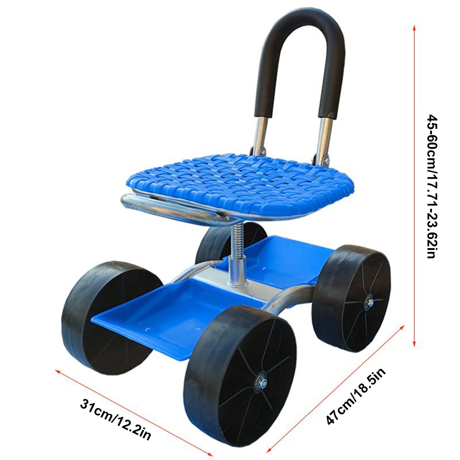 de jardín con asiento Silla giratoria 360 grados con ruedas | Taburete rodante para jardinería para exteriores jardín patio césped granja plantar desherbar personas mayores hombres