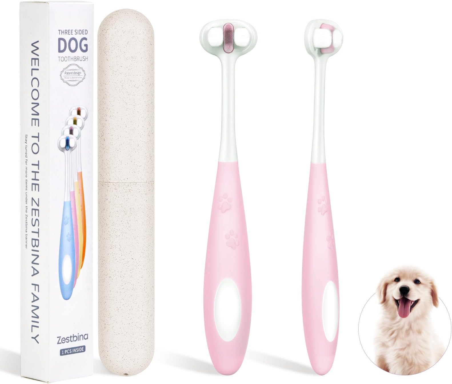 Ultra Soft Nano Bristles Dog Toothbrush,Pet Dental Care Kit,3 Sided Design for Easy Teeth Cleaning,Suitable for All Dogs,for Your Pet's Sensitive Teeth and Gums