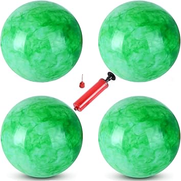 4 Pcs Playground Balls with Pump, 9" Marbleized Bouncy Balls