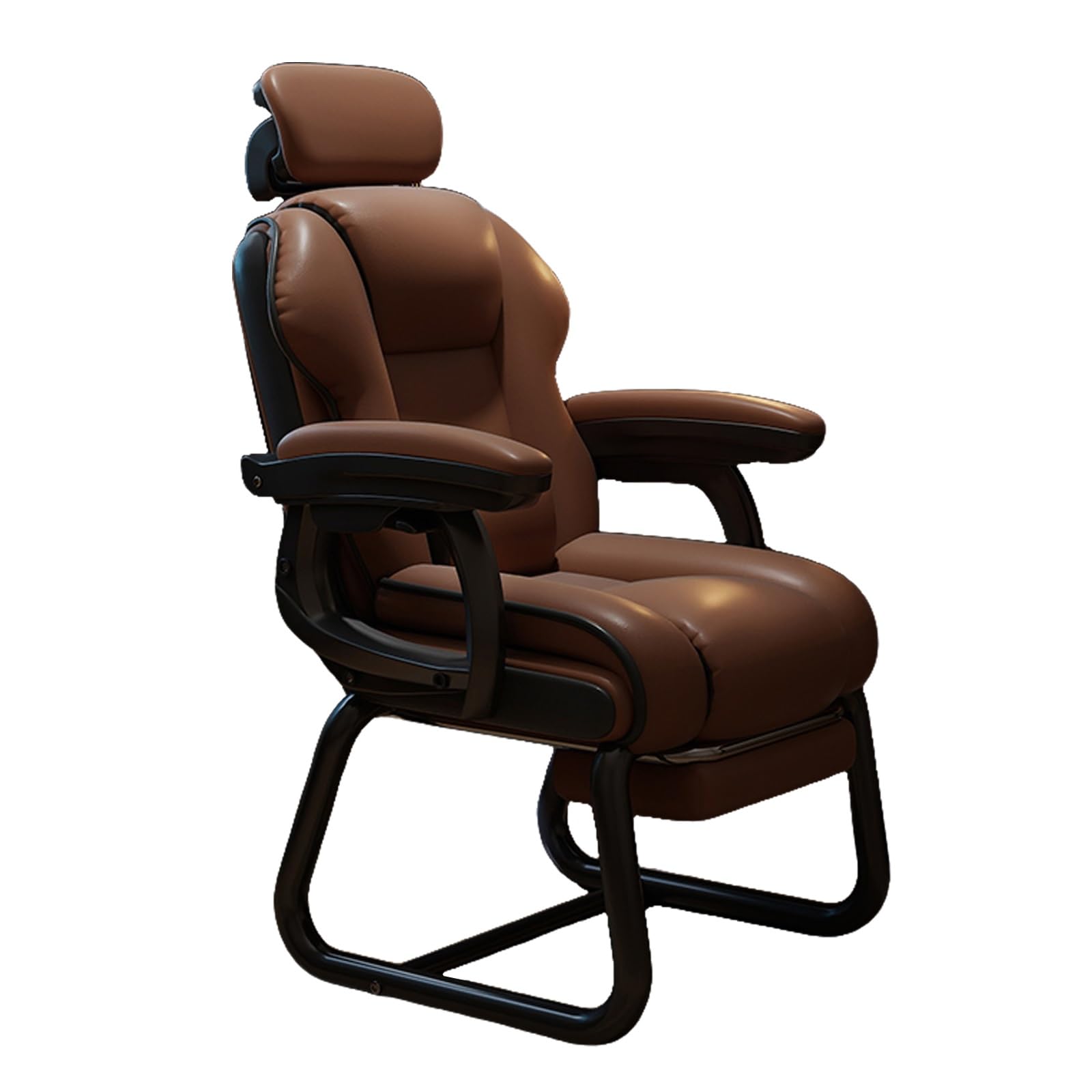 Poltrona Ufficio, Sedia Ufficio per Obesi 200 kg con Poggiapiedi e Poggiatesta, Schienale Regolabile a 145° per Casa, Studio, Sala Giochi(Brown)