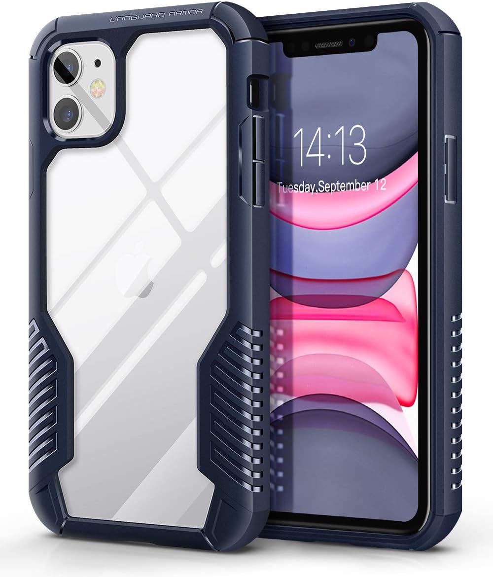 MOBOSI Vanguard Armor Designed Compatible with iPhone 11 Case, Rugged Cell Phone Cases, Heavy Duty Military Grade Shockproof Drop Protection Cover Compatible with iPhone 11 6.1 Inch 2019 (Navy Blue)