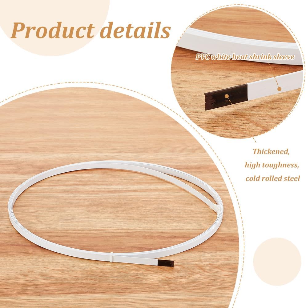 PH PandaHall 5.4 Yards Solid Boning for Sewing, 8x1mm White PVC Covered Steel Boning Corset Boning Metal Stays Boning for Sewing Corset Crafts Wedding Dress Nursing Caps Bridal Gowns Making