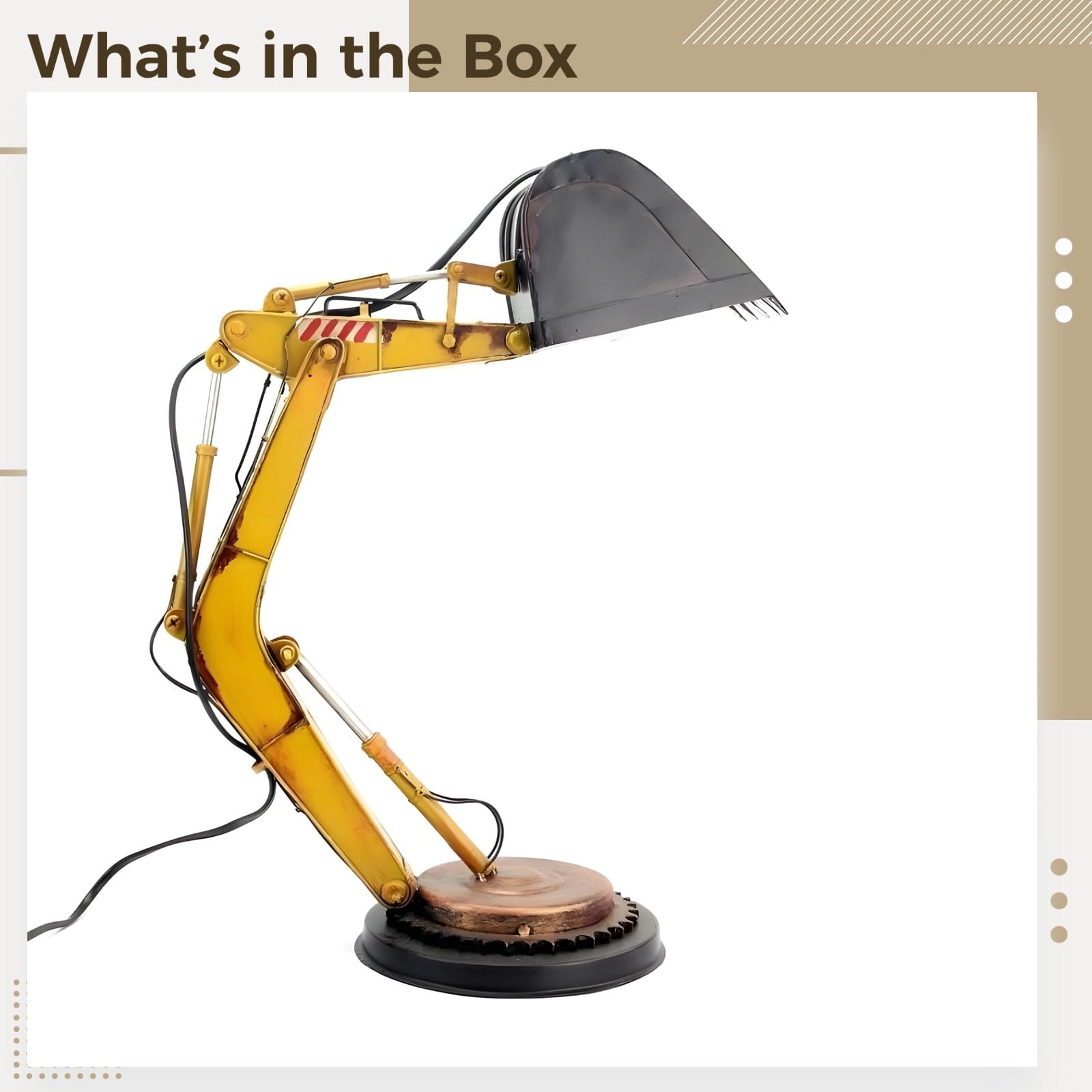 Bagger Schreibtischlampe, Retro Industrie Bagger Tischlampe mit verstellbarem Arm, LED Beleuchtung, 7.9 in/20cm Gelb Harz Konstruktion LKW Lampe für Jüngere Junge Zimmer