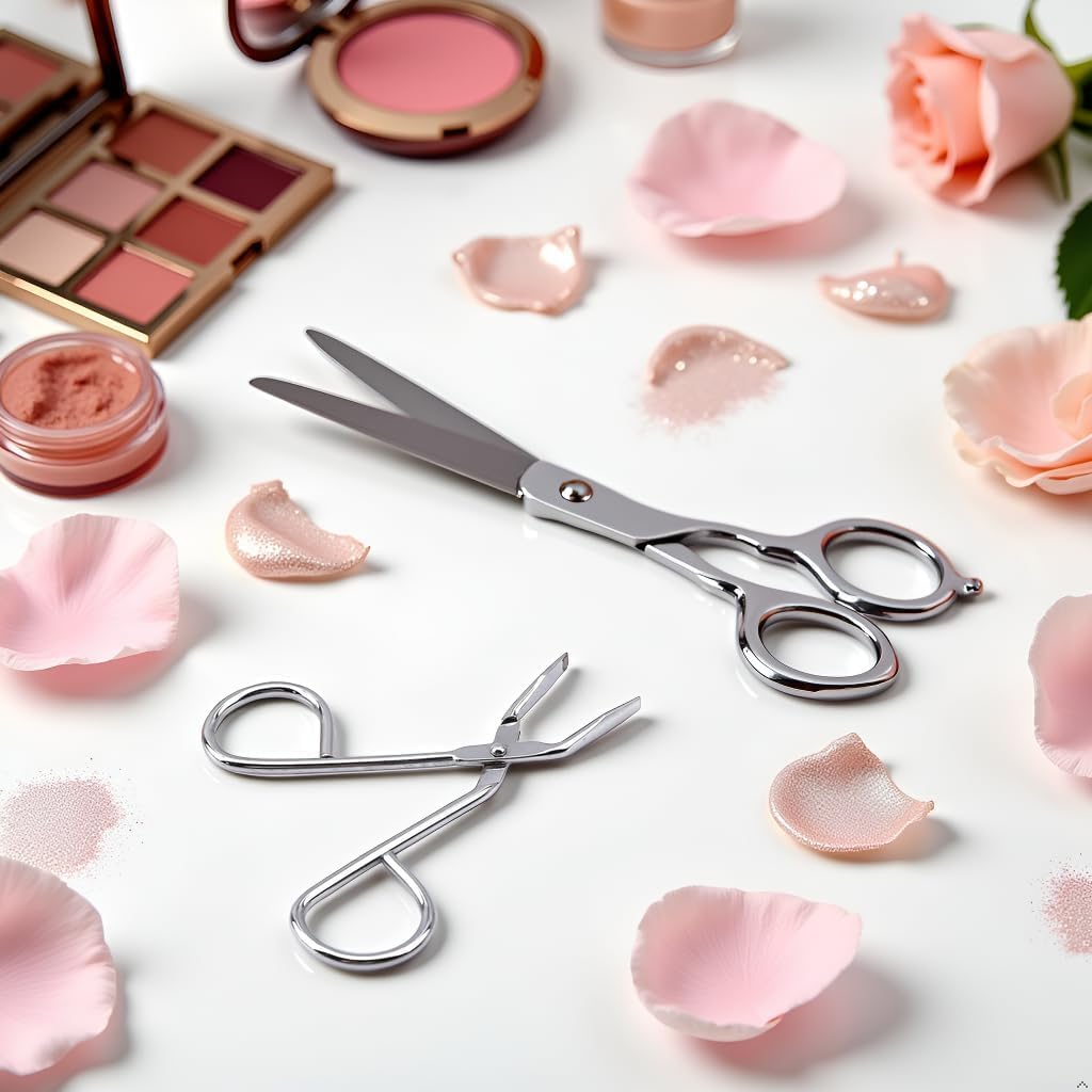 Stainless Steel Eyebrow Scissors and Tweezers Set, Silver Elbow Pliers Clip Scissors,Flat Tip Tweezers Hair Plucker Hair Removal Tweezers, Shave and Hair Removal