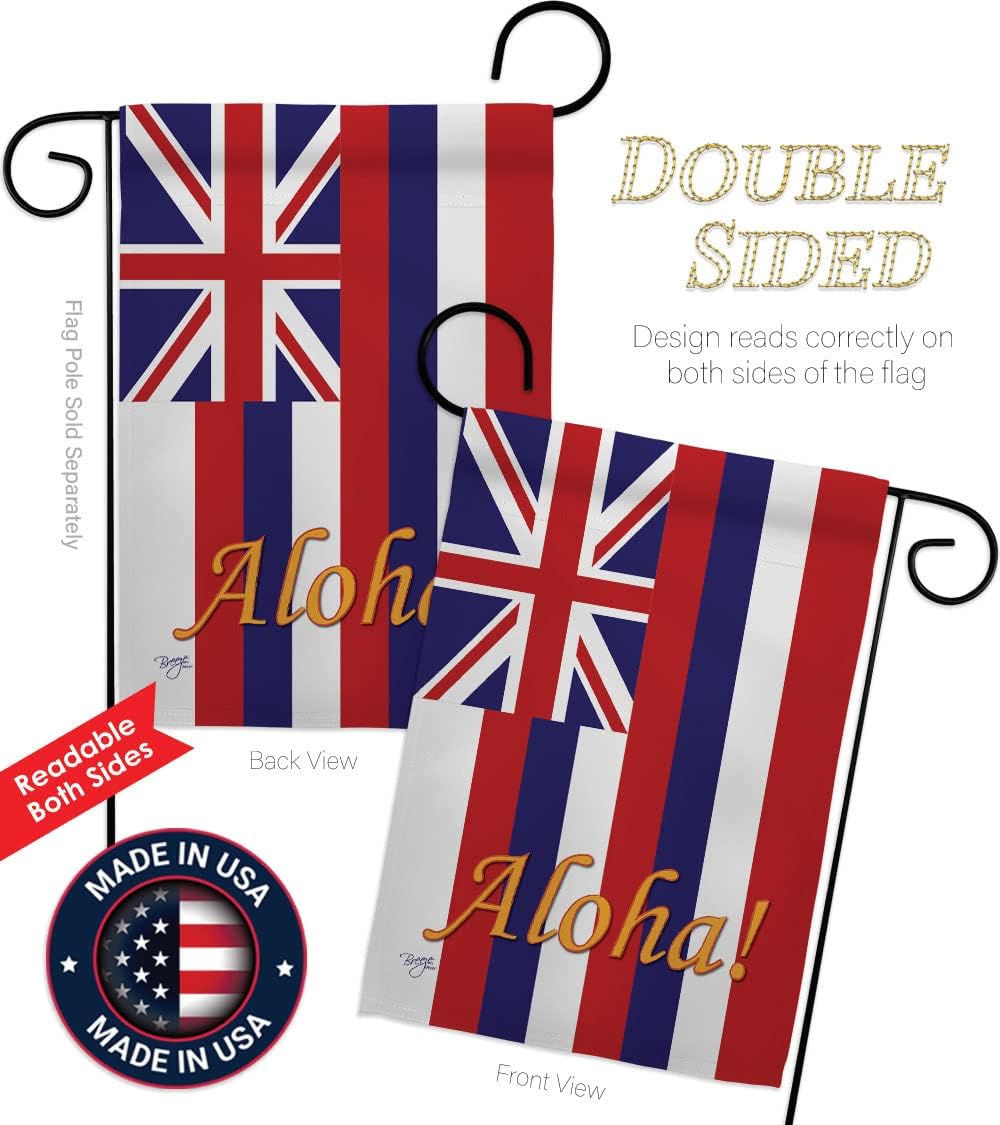 Breeze Decor G158121 Hawaii Americana States Impressions Decorative Vertical Garden Flag 13" x 18.5" Printed In USA Multi-Color