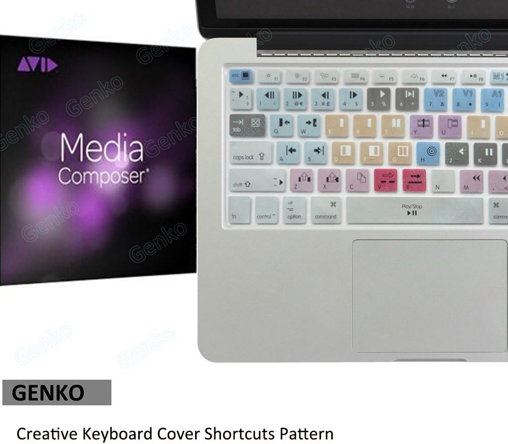 Genko Apple Avid Media Composer Shortcut Keyboard Cover Mac Silicone Portector Skin For Macbook Air 13 & Macbook Pro 13 15 17, Retina (US/European ISO Keyboard) (EU/US Both)