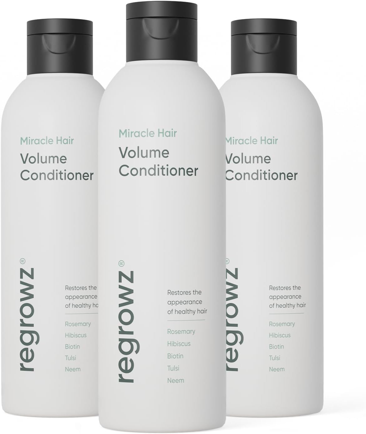 RegrowzVolume Conditioner for Hair - 3 x 200 ml | Volumising and Nourishing Formula that Effectively Promotes Hair Growth and Restores Strength for Healthier Looking Hair in Men and Women
