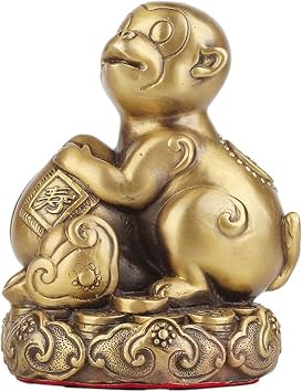Chinese Zodiac Figurines, Pure Brass Zodiac Animals Statue Collectable Feng Shui Home & Office Decor Meaningful Cultural Gift,Monkey,Big