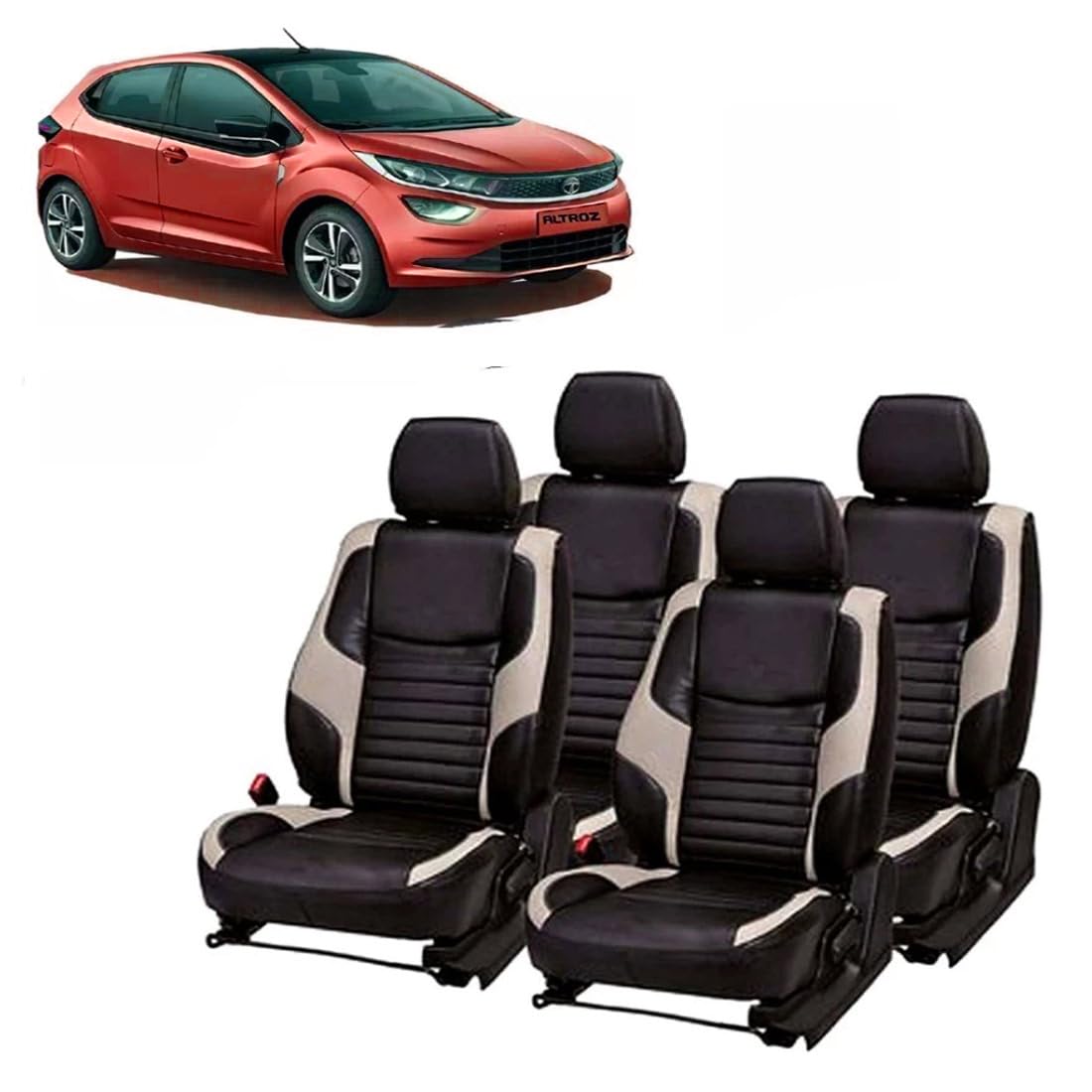 Khushal Leatherite Designer Front and Back Seat Cover Set Compatible
