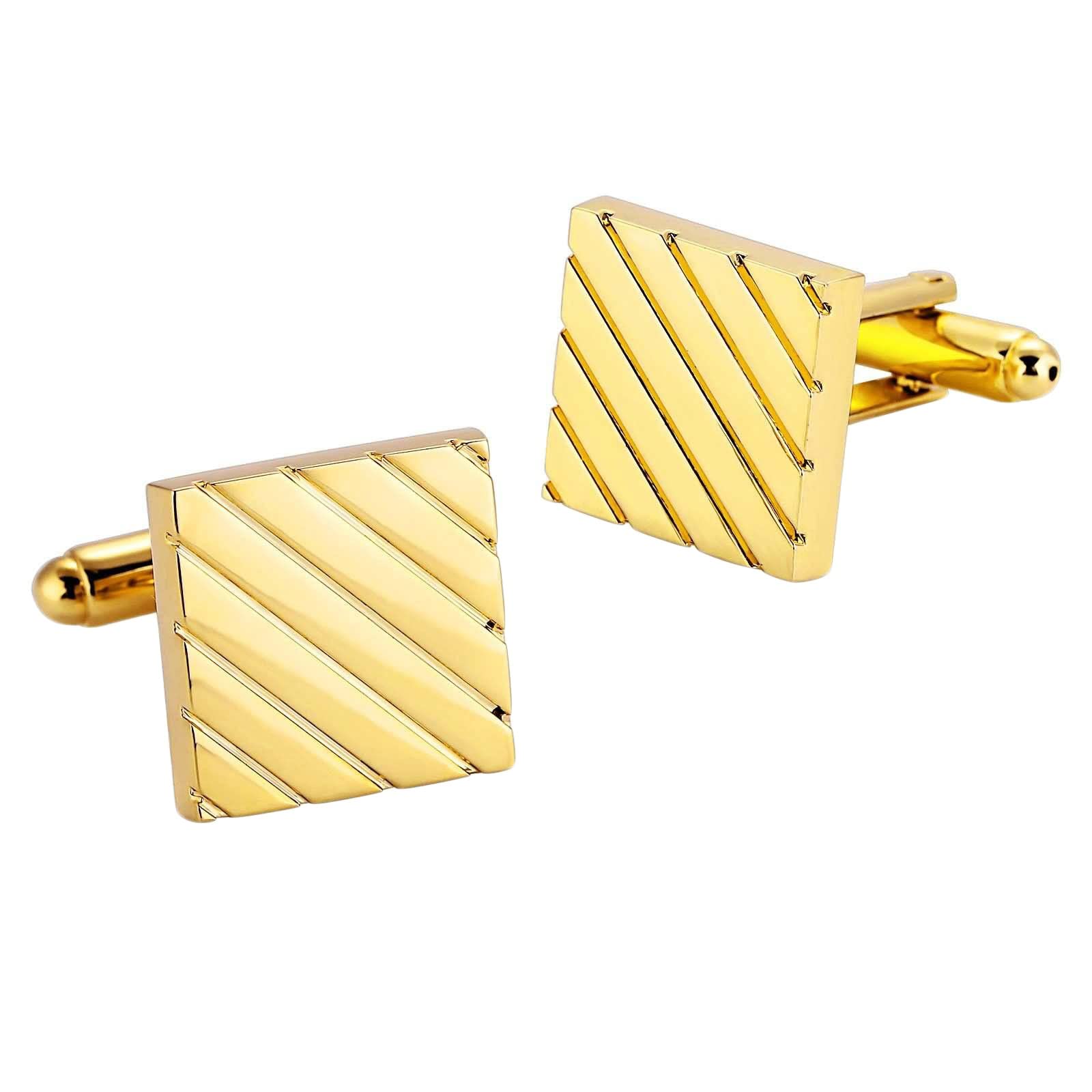 Homxi Gemelos Camisa Hombre Boda,Gemelos Acero Inoxidable Hombre Cuadrado Líneas Gemelos para Novios Plata/Oro/Oro Rosa Gemelo Traje