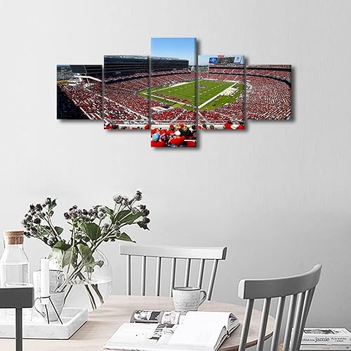 Vista 41 de Cuadros de estadios deportivos de fútbol americano de Minnesota, cuadros de vikingos, 5 paneles, lienzo para pared, arte de pared del estadio