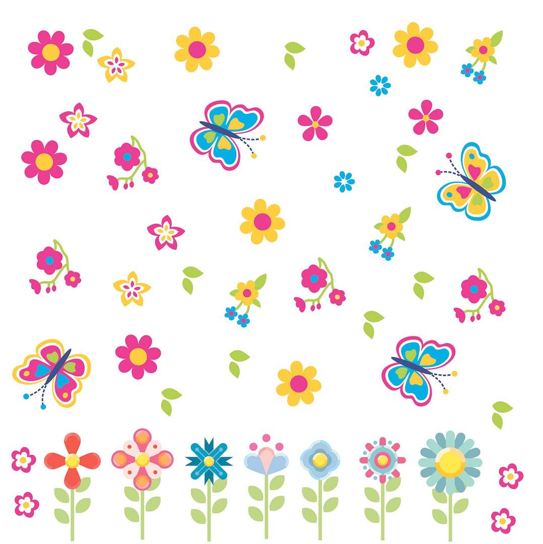 CVANU 5-A4 Sheet Colorful Floral Flower & Beautiful Butterfly Printed Self-Adhesive Vinyl Decal Wall Sticker for Kid's Room| Living Room| Nursery| Bedroom (8.3inch X 11.7inch)_775-image-26