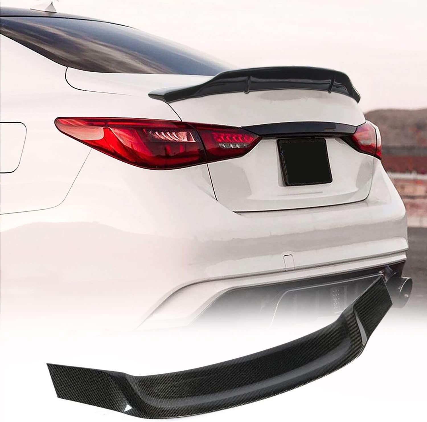 MCARCAR KIT Carbon Fiber Trunk Spoiler for Infiniti Q50 Q50S Sedan 2013-2021 Rear Trunk Spoiler Boot Lid Highkick Wing Lip Factory Outlet