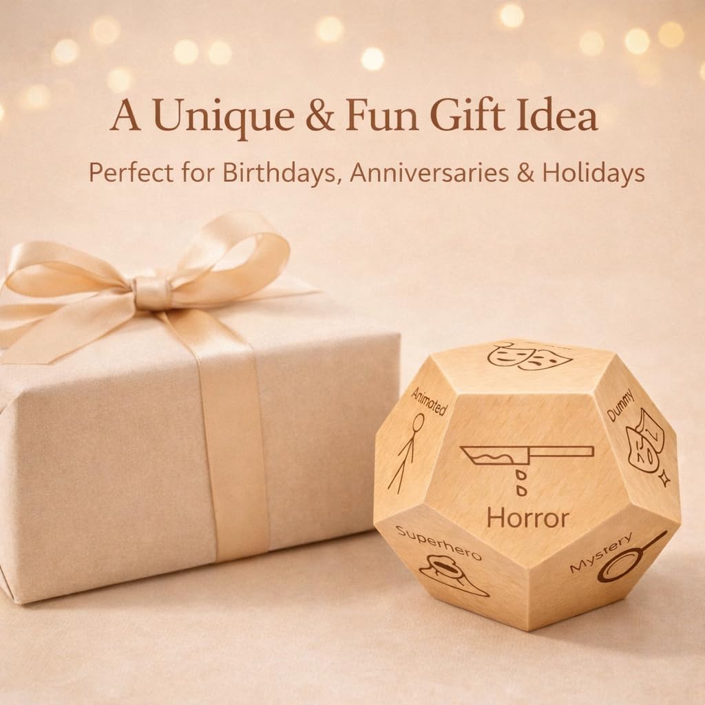 Movie Dice, 12-Sided Date Night Dice Game for Couples & Friends | Roll to Pick a Random Movie Genre for Date Nights; a Fun Gift for him, her, Couples, Birthdays, Anniversaries & Holidays.
