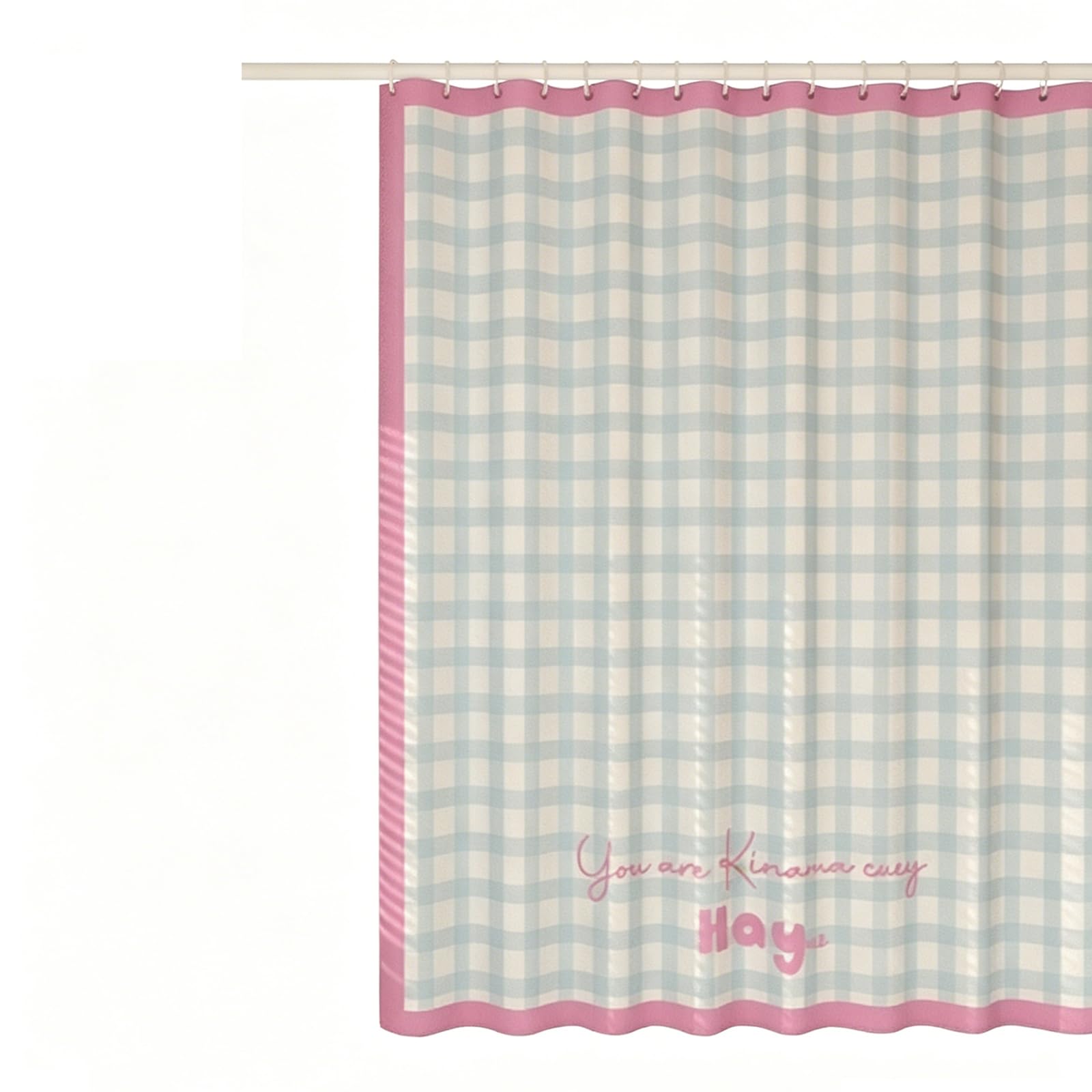 Générique Rideau de Douche en Polyester à Carreaux de Couleur Claire, imperméable et Opaque, avec Impression de Texte Manuscrit décontracté