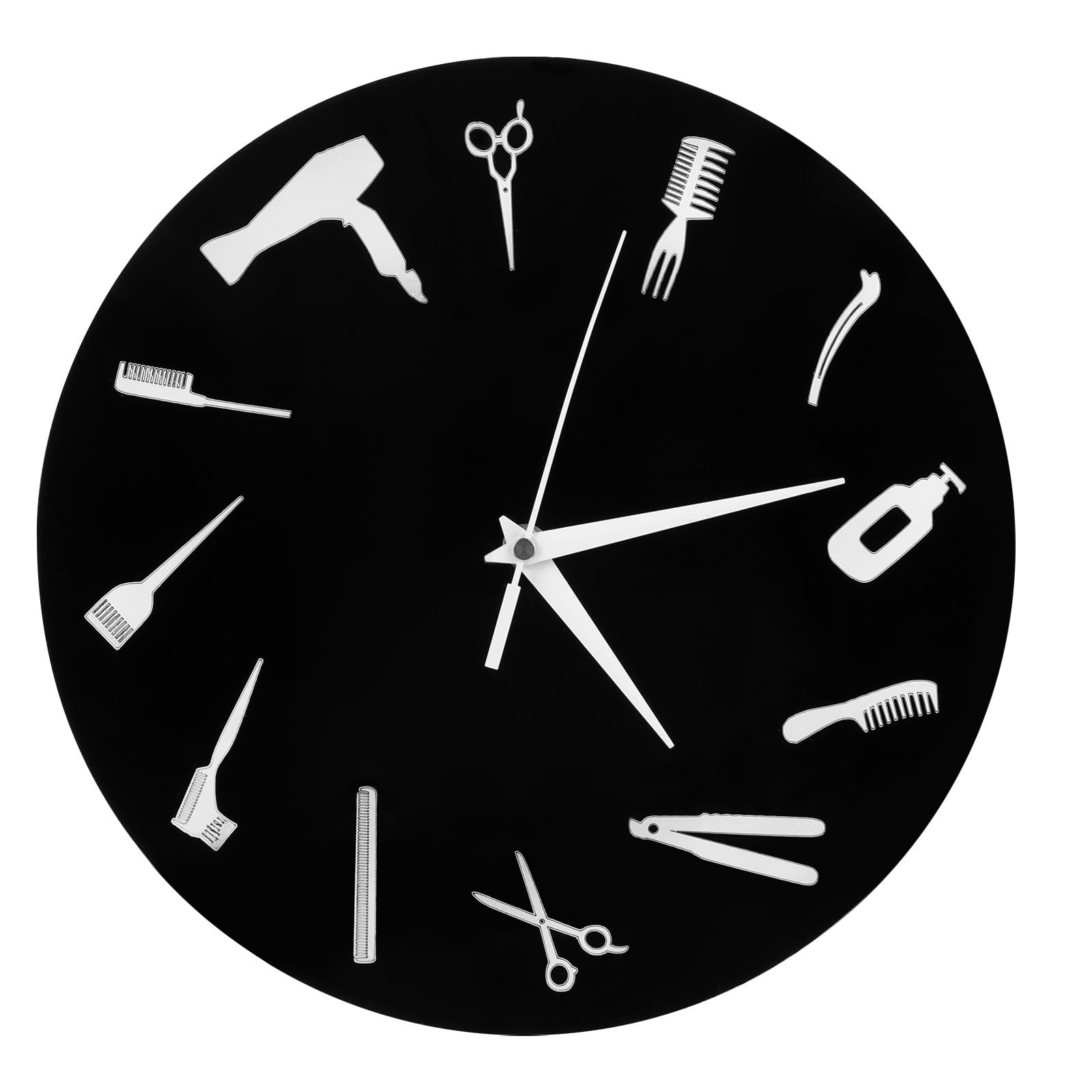 Horloge murale chic en acrylique noire ronde au design moderne pour séjour