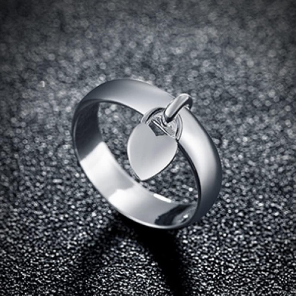 LRGKMCWTOB Sterling Silver Dangle Heart Open Statement Ring Tassel Band Dangling Charm Engagement Promise Ring Adorable Heart Love Ring Size 6 - Image 4