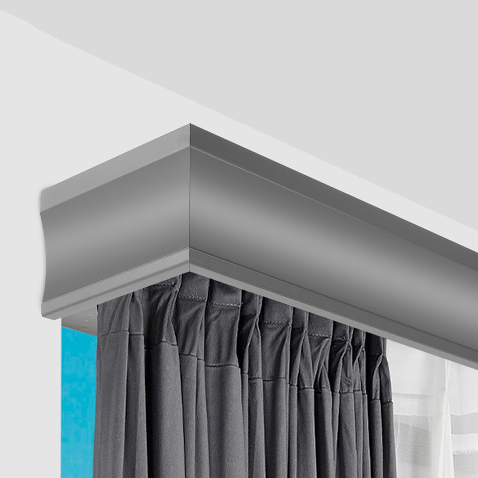 3-in-1 Curtain Pelmet and Double Tracks - Custom Length Drapes Rod, Metal Curtain Rod and Decorative Valance for Window Curtain Rails