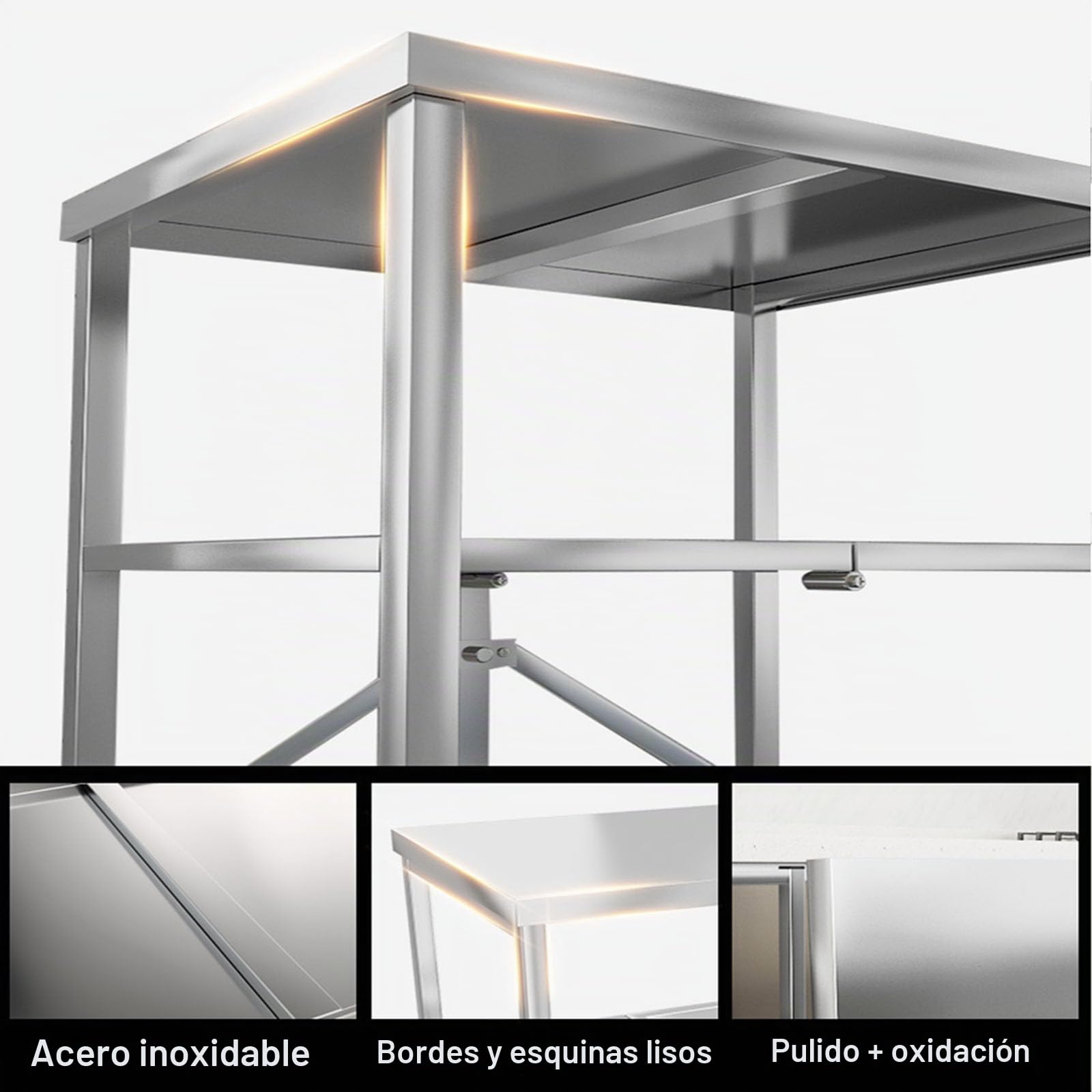 Carrito de Servicio 3 Niveles Acero Inoxidable 60X45X80CM | Plegable, Con Ruedas, Multifuncional, Para Hotel Restaurantes Escuelas