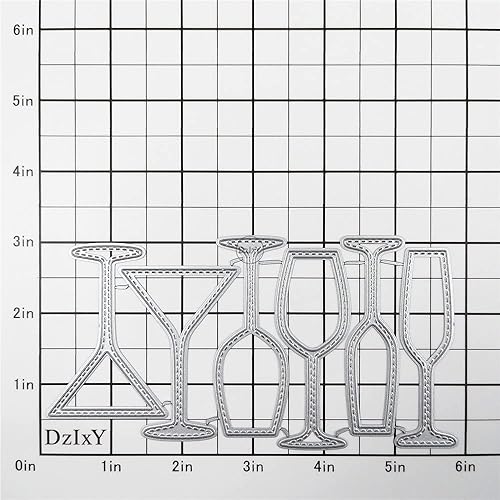 Miniatura 3 de DzIxY Troqueles de corte de metal para copas de vino de varias formas, kit de fabricación de tarjetas, troquelados, troquelados, plantillas de