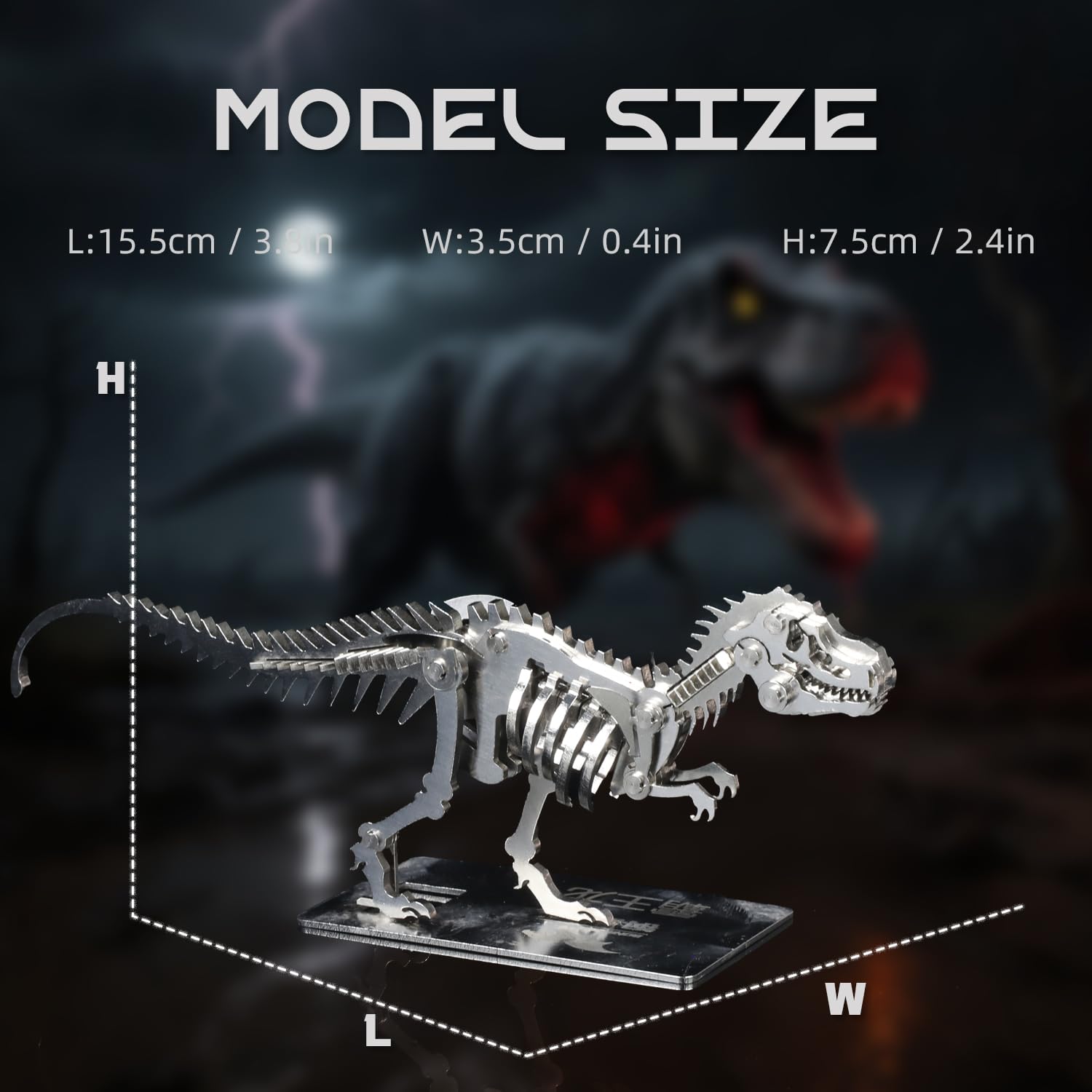 Kolotesame T.rex 3D Metal Puzzle Wolf Model for Adults DIY Dinosuar Skeleton Building Kit - Image 2