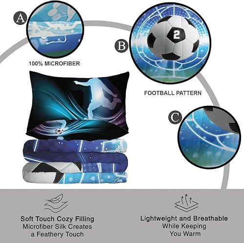 Miniatura 10 de Juego de ropa de cama personalizado con tu nombre, juego de ropa de cama matrimonial de fútbol de 34 piezas, ropa de cama de fútbol tamaño King,