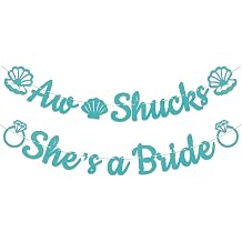 Aw Shucks Shes a Bride Banner for Bachelorette Weekend, Seashell & Wedding Bells Banner Last Toast on the Coast Bachelorette Decorations, Coastal Beach Bachelorette Party Decorations Blue Glitter