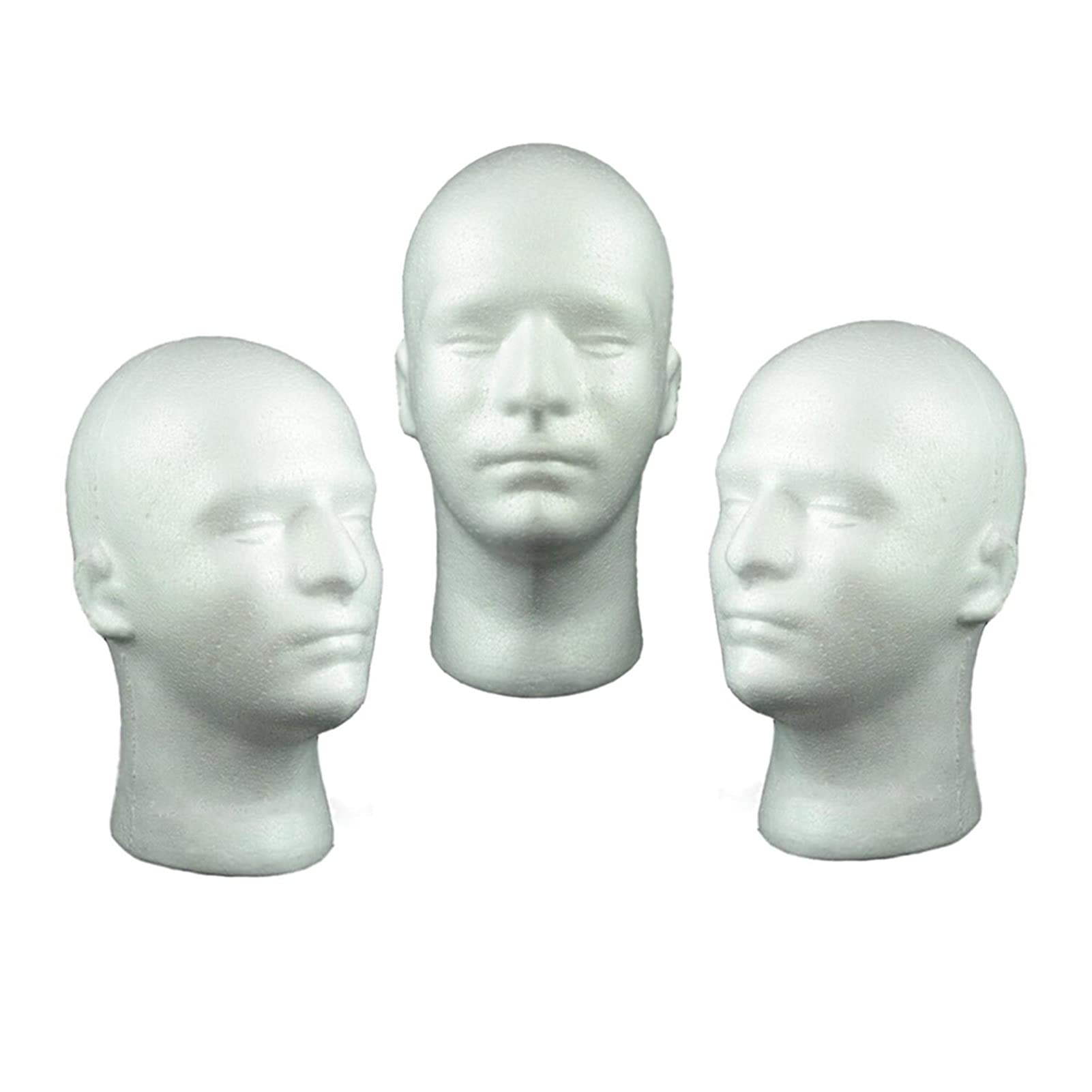 3 sztuk 20 '' Męski Model Model Model Model Model Peruka, White 12 inch Talldressing Model Training