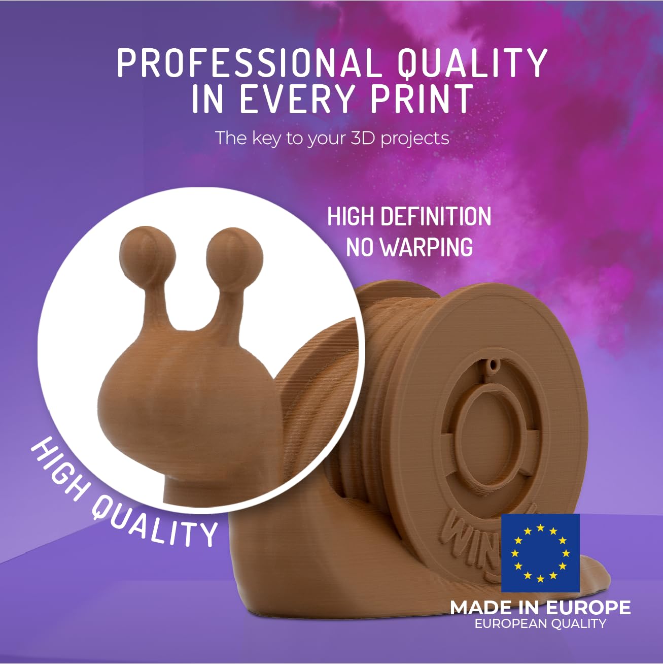 WINKLE Filament PLA HD Brązowy Acacia | Filament do Drukarki 3D 1,75 mm 300 g | Kompatybilny ze Wszystkimi Drukarkami 3D | Dokładność Wymiarowa | Cewka 300g