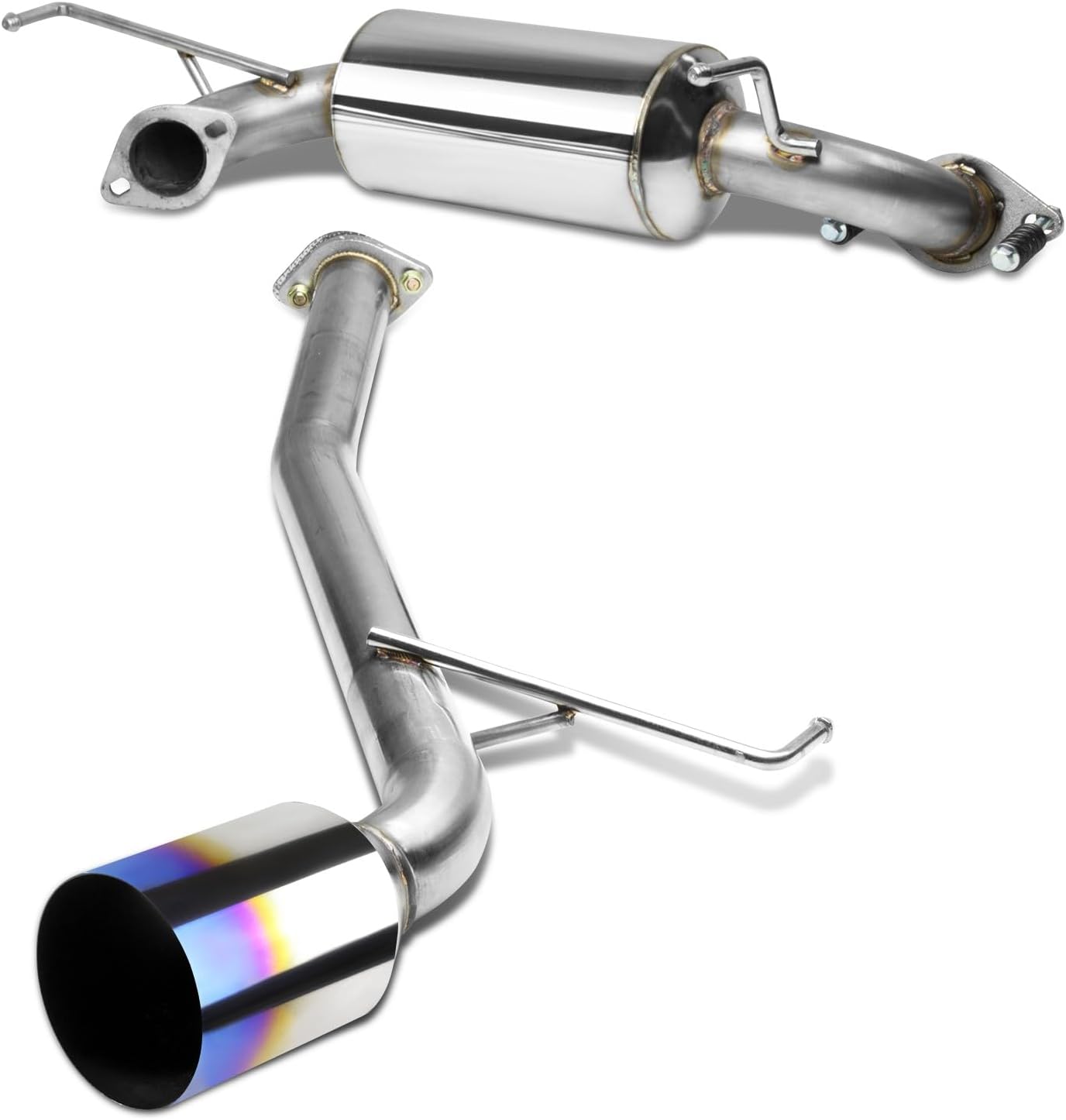 Auto Dynasty 4.5 Inches Burnt Muffler Tip Catback Exhaust System Compatible with 2000-2004 Toyota Celica GT GTS 1.8L, Stainless Steel