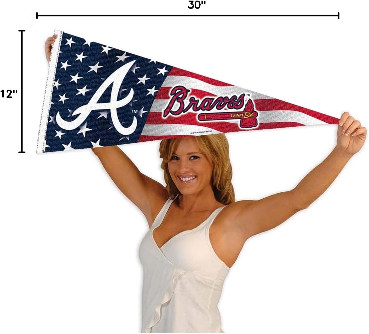 Braves Nation USA Stars and Stripes Pennant Full Size Pennant Flag - Image 5