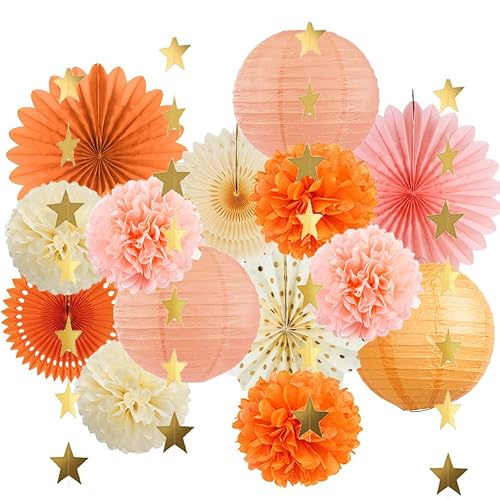 Beige Orange Peach Fall Party Decorations Boho Orange Peach Birthday