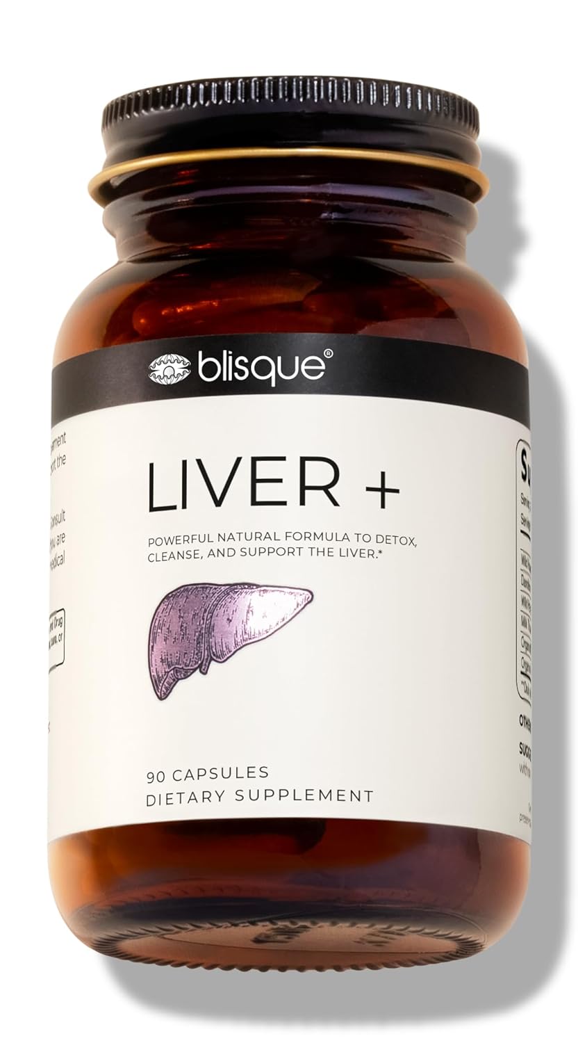 Blisque – Suplemento Complexo para Fígado com 90 Cápsulas: Detox, Limpeza e Reparação Natural com Cardo Mariano, Dente de Leão e Raiz de Bardana