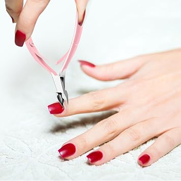 Cuticle Trimmer with Cuticle Pusher, XUNXMAS Cuticle Remover Cutter Nipper Scissor and Triangle Cuticle Nail Pusher Peeler Scraper, Durable Dead Skin Clipper Manicure Pedicure Tools Pink