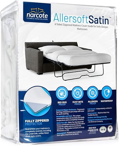 Allersoft Funda de colchón para sofá cama Queen con cierre de seguridad. Crea un sello natural en todos los lados de su colchón de sofá extraíble