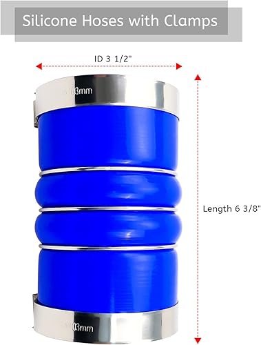 Miniatura 9 de EMIHO Mangueras intercooler de silicona con abrazaderas de 4 x 6 pulgadas, aptas para semircamiones, manguera de joroba roja con turbocompresor de