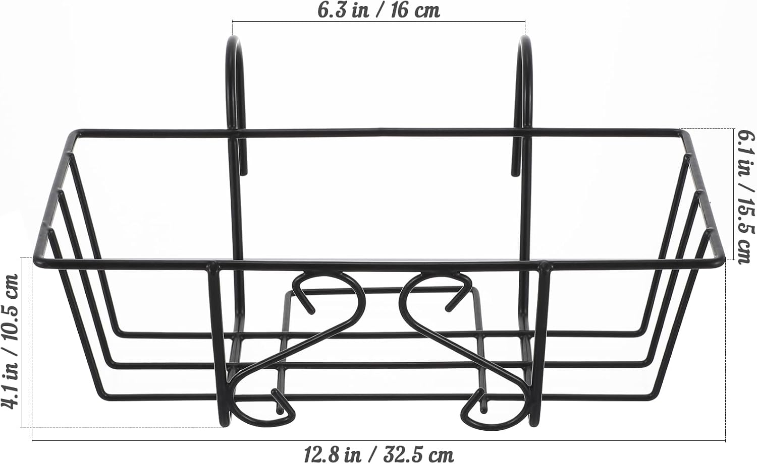 Alipis Balcony Planters Railing Hanging Iron Art Hanging Basket Flower Pot Holder Over The Rail Metal Fence Planters Hanger for Patio Balcony Porch Fence Shelf 45 * 22 * 16.8cm
