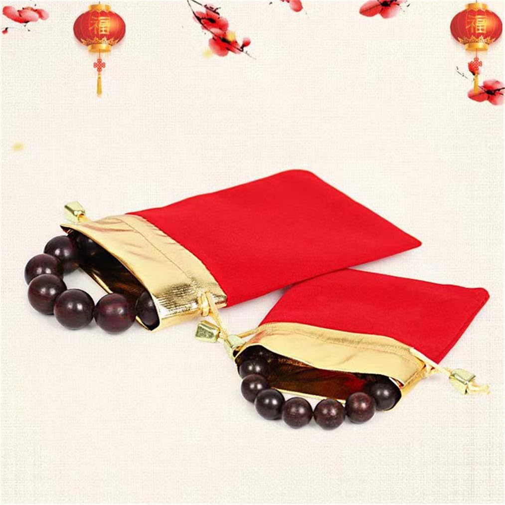 Lot de 100 sachets à bijoux en velours de 8 x 10 cm avec cordon de serrage - Pour bijoux, mariage, Noël, anniversaire, fête - Rouge