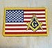 Masonic American Flag Patch Embroidered Iron-On Freemason Square Compass Emblem