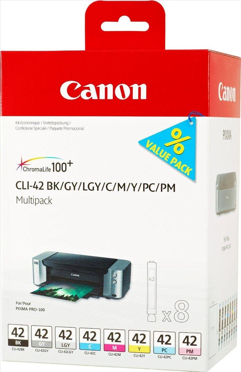 Canon CLI 42 8 original Tintenpatrone Multipack BK/GY/LGY/C/M/Y/PC/PM für Pixma Drucker PRO100 PRO100S